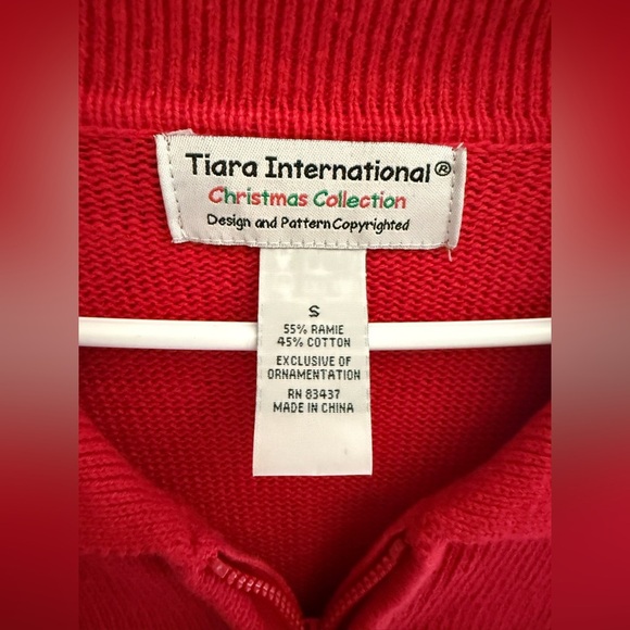 Tiara International Christmas Sweater Woman’s SZ S Red Snowman Full Zip Holiday - Picture 2 of 7